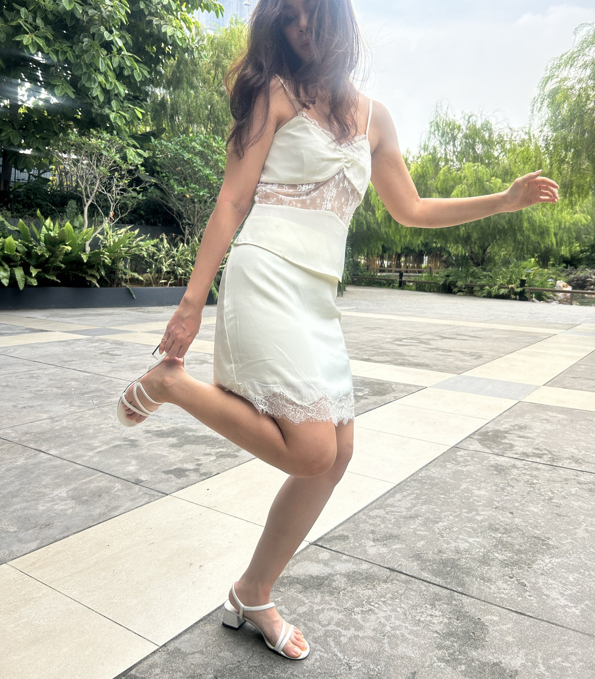 Aurora Lace Satin Short Skirt